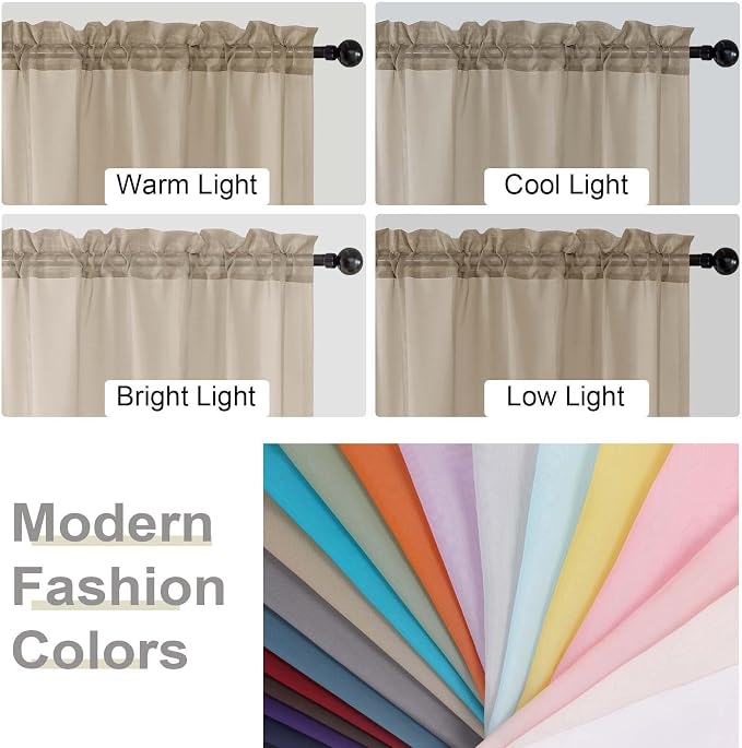 Sheer Taupe Curtains for Bedroom Living Room 90 Inches Long 2 Panels Set - Image 7