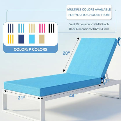 L'AGRATY Outdoor Lounge Chaise Cushion: 72x21x3 Inch Waterproof Lounge Chair - Image 2
