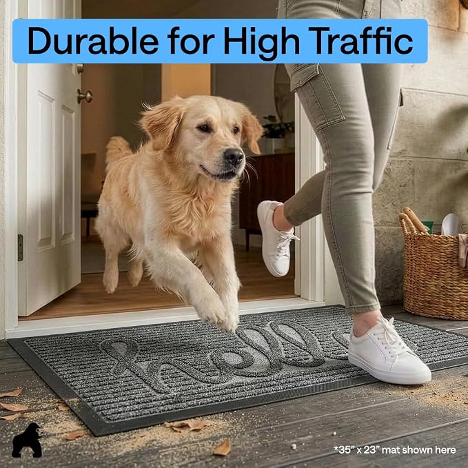 GORILLA GRIP 100% Waterproof All-Season WeatherMAX Doormat 35x23, US Designed - Image 7