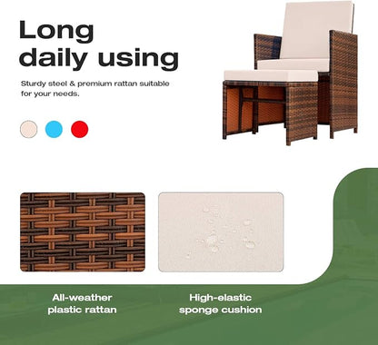 Devoko 4 Pieces Patio Wicker Furniture Set Outdoor Patio Chairs - Image 5