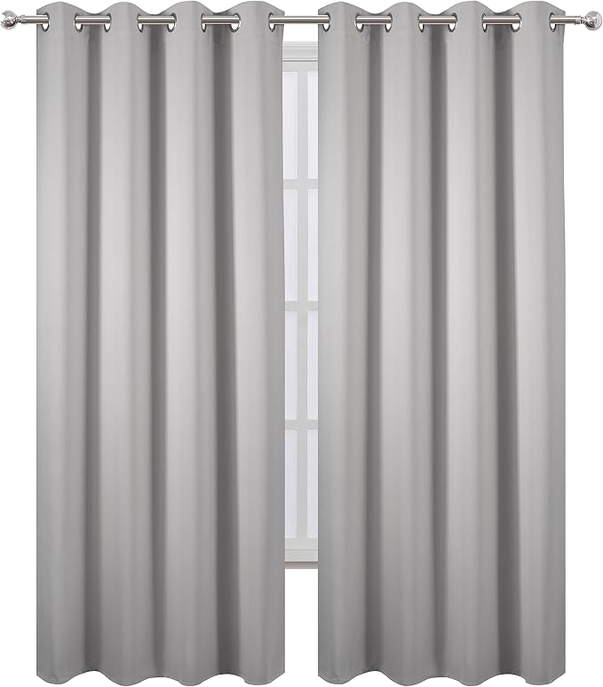 Blackout Curtains 66 x 84 inch/Light Grey Curtains Set of 2 Panels/Thermal - Image 2