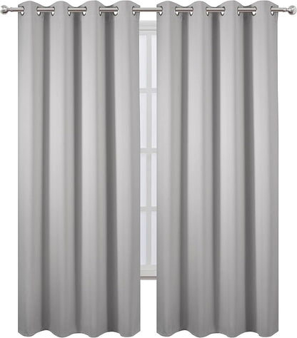 Blackout Curtains 52 x 84 inch/Light Grey Curtains Set of 2 Panels/Thermal - Image 2