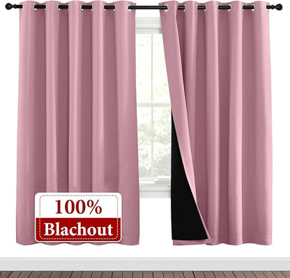 NICETOWN Crystal Pink Full Shade Curtain Panels, Pair of Energy Smart & Noise - Image 2