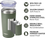 SUNWILL Travel Coffee Tumbler 20 oz, Insulated Mug with Lid, Stainless Steel Iced Cup for Outdoor, Powder Coated Camp Green