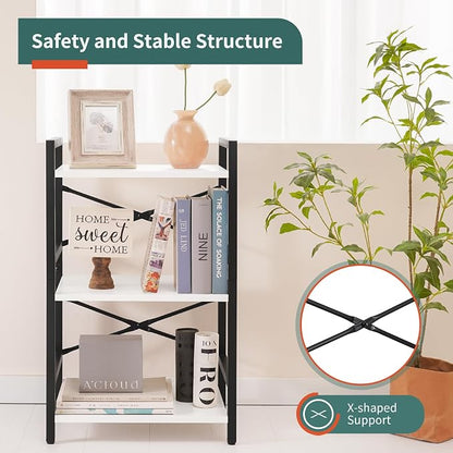 Yoobure Bookshelf Small Book Shelf, Solid Industrial 3 Tier Shelf Bookcase - Image 5