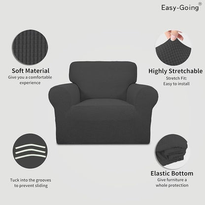 Easy-Going Stretch Chair Sofa Slipcover Washable Dark Gray | 1-Piece Couch Sofa - Image 3