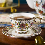 ACMLIFE Fine Bone China Tea Set, British Vintage China Set for Adults 24K Gold, Afternoon Cups and Saucers for Women Tea Party or Gift Giving (Pink and Gold)