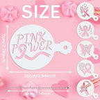 JULBEAR Breast Cancer Awareness Cookie Stencils, 36pcs Pink Ribbon Reusable Coffee Decoration Stencils Templates Tools for Cookies Baking Painting Dessert Decoration DIY Breast Cancer Awareness Party