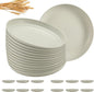 12 Pcs Unbreakable Deep Dessert Plates Set, 8 inch Reusable Plastic Wheat Straw Plates, Microwave and Dishwasher Safe Plate for Kitchen, Lightweight Plate for Dessert, BPA Free, Beige