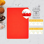 Silicone Baking Mat Red Pyramid Non Stick Bacon Microwave Tray Pastry Mats Red BBQ Grill Mat Baking Supplies oven Liners For Bottom Of Oven - 16 X 11''Silicone Mats For Kitchen Counter 2 Pack