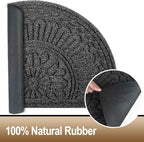 Mibao Door Mat Outdoor Indoor, 23.5" x 35.5", Half Round Door Mats, Non-Slip Front Door Mats Outdoor, Dirt Trapper Welcome Mats for Front Door, Back Door, Shoe Scraper, Black