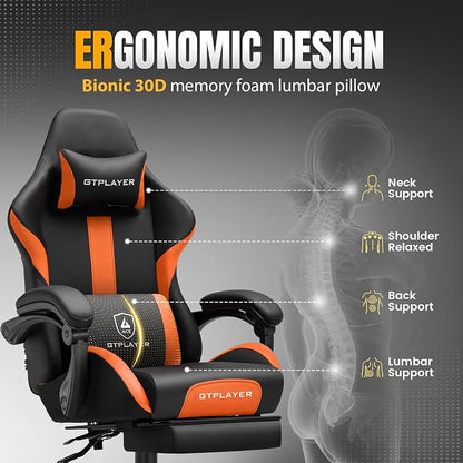 GTPLAYER Gaming Chair with Pocket Spring Cushion, Leather Office Chair with - Image 5
