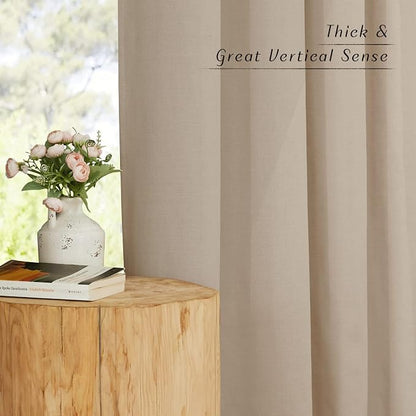 NICETOWN Linen Taupe Window Curtains 84 inches Long, Grommet Thick Linen Blend - Image 3