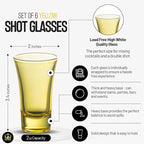 M&N HOME Yellow Shot Glass Set, 2 Oz Set of 6 Colored Shot Glasses, Whiskey Glasses, Tequila Shot Glasses, Cocktail Glasses, Shot Glasses for Vodka, Spirits & Liquors, Shot Glass Gifts (Yellow Set)