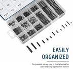 ZELCAN 400pc Roll Pin Set, M1.5 M2 M2.5 M3 M4 M5 M6 Slotted Metric Spring Pins in Various Lengths, Steel Split Expansion Pin Hardware Assortment Kit