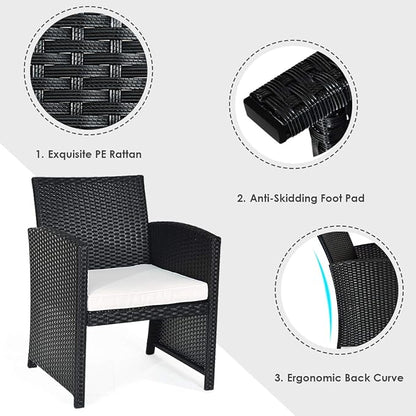 Tangkula Patio Wicker Conversation Furniture Set, Patiojoy Sofa & Table Set w/4 - Image 7
