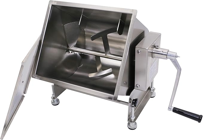Commercial Stainless Steel 60-Pound/30-Liter Capacity Tilt Tank Manual Meat Mixers,(Mixing Maximum 45-Pound for Meat),Sausage Mixer Machine Meat Processing Equipment, Silver, FME30T