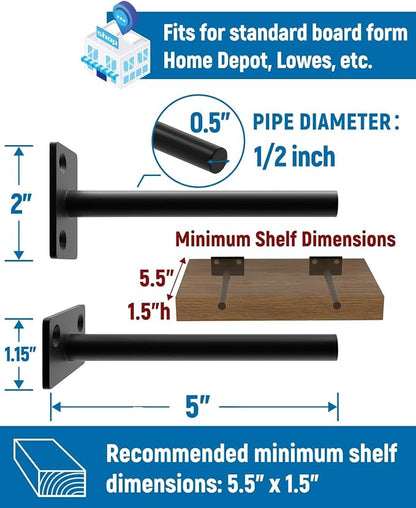 LEOPO Black 24-Pack 5 inch Floating Shelf Brackets, Hidden Shelf Bracket - Image 3