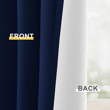 Yakamok Navy Blue 100% Blackout Curtains 63 Inches Long 50" Wide, 2 Panels | - Image 6