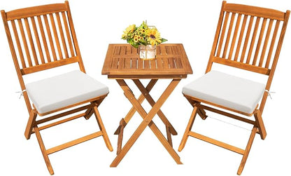 Devoko Outdoor 3 Piece Folding Patio Bistro Set Acacia Wood Bistro Table and by DEVOKO