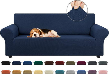 Stretch Couch Covers for Sofa, 3 Cushion Couch Slipcover, Elastic Bottom for by KEKUOU