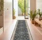 Black Boho Washable 3x16 Extra Long Runner Rug by HazoHaus