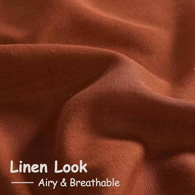 Extra Wide Terracotta Curtains for Living Room 96 Inches Long Back Tab and Rod - Image 4