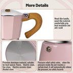 3 Cup Aluminum Moka Pot Classic Stovetop Espresso Coffee Maker 150ml 5oz Coffeemaker Percolator Mocha Pot Greca Coffee Maker Cafe Makers for Italian and Cuban Café Brewing Pink