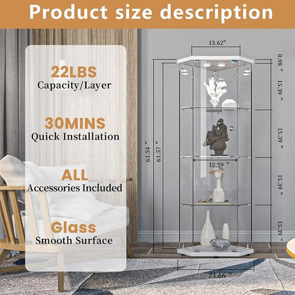 LFT HUIMEI2Y Glass Display Corner Cabinet 4-Shelf, Curio Cabinets Fast - Image 2
