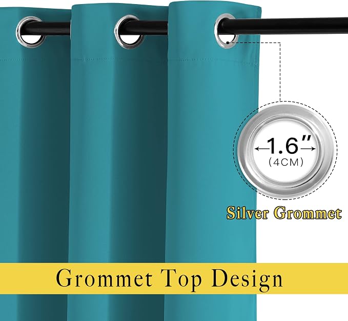 NICETOWN Peacock Teal Curtains for Home Office, Grommet Thermal Curtains - Image 2