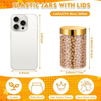 Patelai 4 Pieces Round Wide-mouth Leak Proof Plastic Container Jars with Lids for Travel Storage Makeup Beauty Products Face Creams Oils Salves Ointments DIY Making(10 Ounce,Gold)
