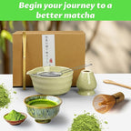Matcha Set, 6 Pcs Matcha Whisk Set with 20 oz Bowl, Bamboo Whisk for Matcha Tea, Matcha Bowl, Ceramic Matcha whisk Holder, Stainless Sifter and Scoop - Gift for matcha kit Lovers（Green）