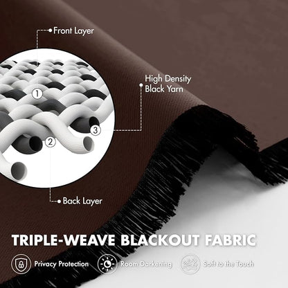 MIULEE Set of 4 Dark Brown 45 Inch Short Blackout Kitchen Window Curtains | - Image 3