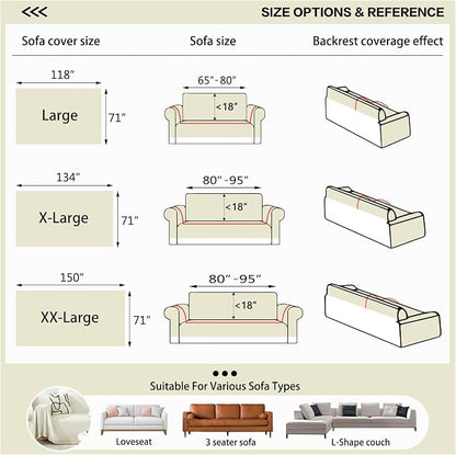 DREAMINGO Modern Minimalism Couch Cover Pets Loveseat Protector Cream White - Image 2