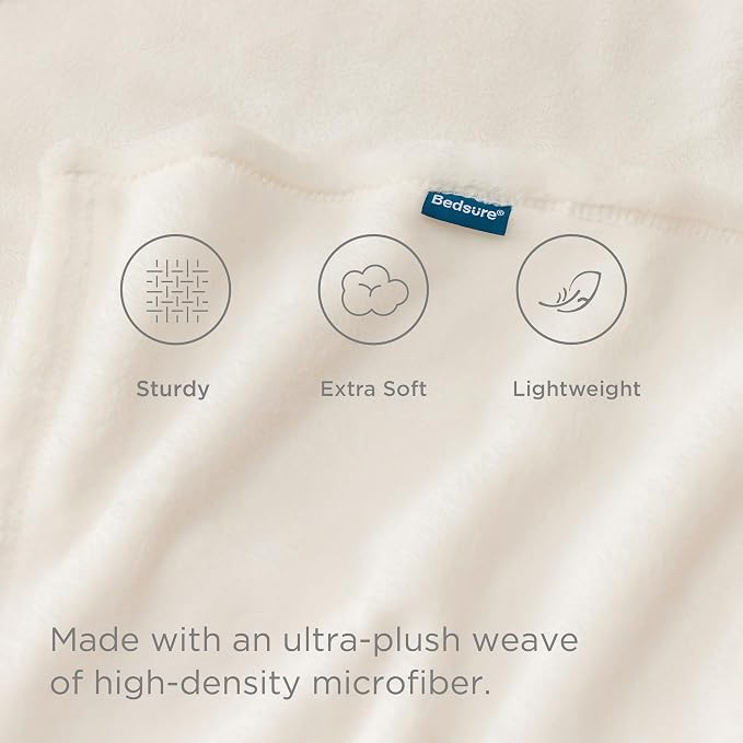 Bedsure GentleSoft Fleece Bed Blankets Full Size Cream - Image 3