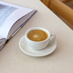 LE TAUCI 3 oz Espresso Cups with Saucers, Demitasse Coffee Cup for Shot, Lungo, Ristretto - 3 inch, Set of 4, White