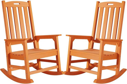Psilvam Oversized Outdoor Rocking Chair Set of 2, HDPE Porch Rocker by PsilvamGardenFurniture