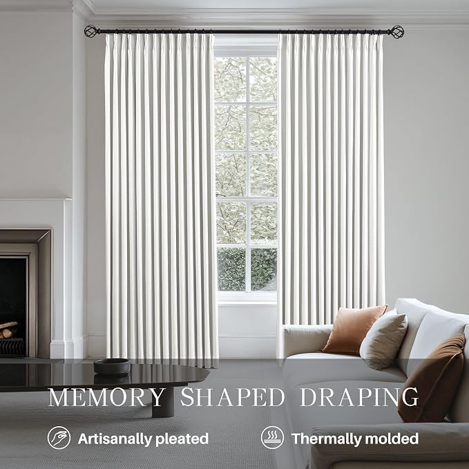 AUSSPVOCT Pinch Pleated 95 Inch Linen Curtains 100% Blackout - Image 3
