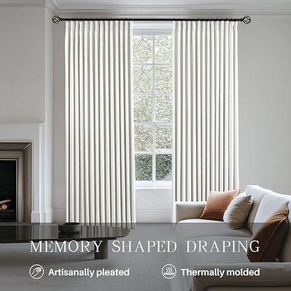 Pinch Pleated Linen Curtains 100% Blackout 102 Inches Long - Image 3