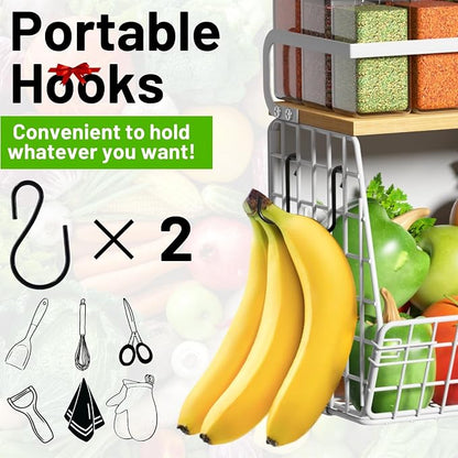 Magnetic Shelf for Fridge with Wood Lid, Fruit Potato and Onion Storage Bins - Image 7