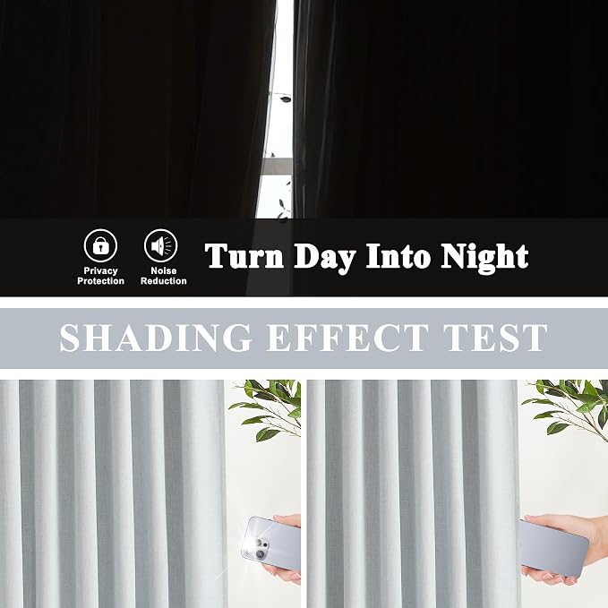 Vision Home Blue Fog Pinch Pleated Full Blackout Curtains Linen Blended Room - Image 4