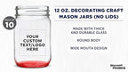 DISCOUNT PROMOS Custom Decorating Mason Jars 12 oz. Set of 10, Personalized Bulk Pack - Glass Jars for Overnight Oats, Candies, Fruits, Pickles, Spices, Beverages - Red