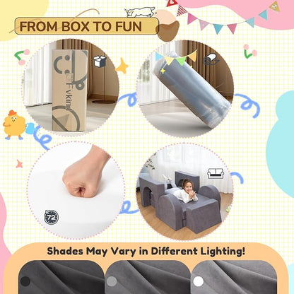 Fvkind 10 Pcs Modular Kids Play Couch, Convertible Sectional Toddler Sofa - Image 9