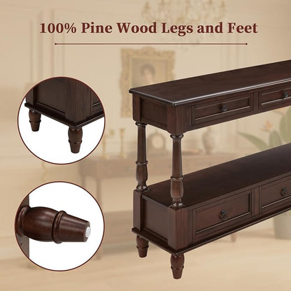 Vintage Solid Wood Console Table - Image 3