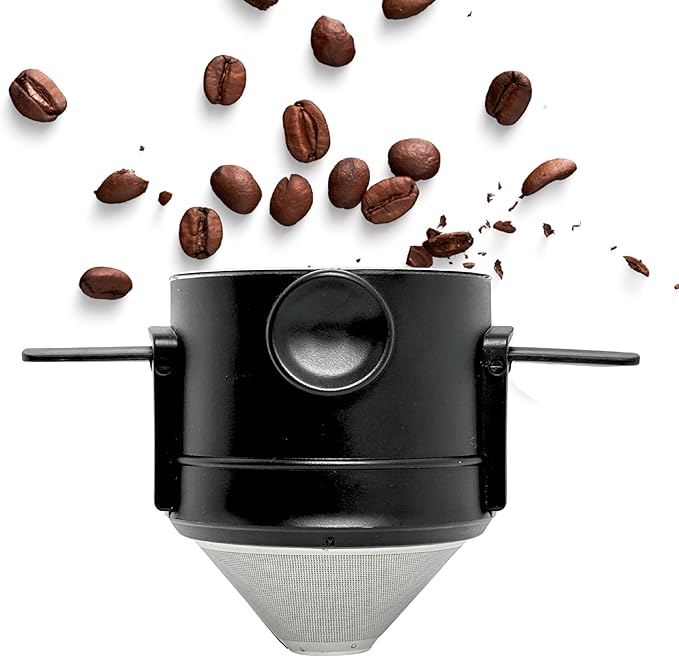 Stainless Steel Pour Over Coffee Dripper with Food-Grade PP Cup – Foldable, Reusable Filter for 1–2 Cups – Paperless, Portable & Easy to Clean – Perfect for Travel Camping Office