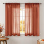 MIULEE Boho Fall Terracotta Linen Textured Sheer Curtains 54W×63L 2 Panels | by MIULEE