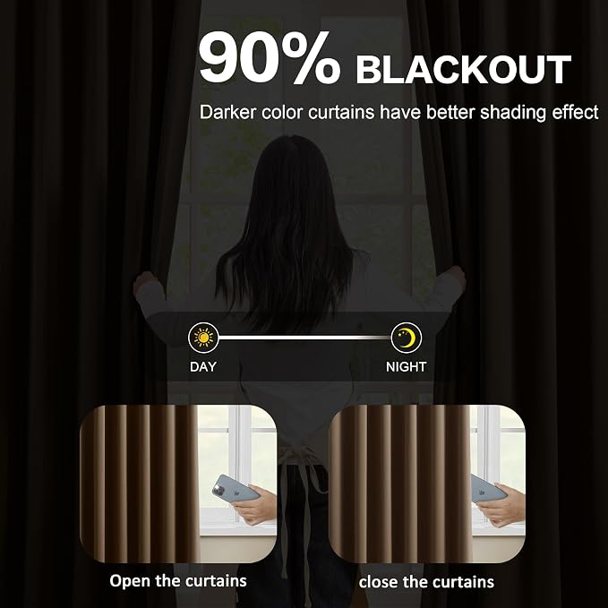 Pinch Pleated Blackout Curtains 63 Inches Long, Thermal Insulated Darkening - Image 3