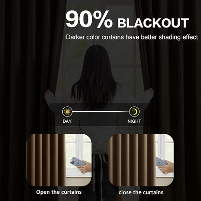 Chocolate Brown Blackout Curtains 92 Inches Long, Custom Made Pinch Pleated - Image 3