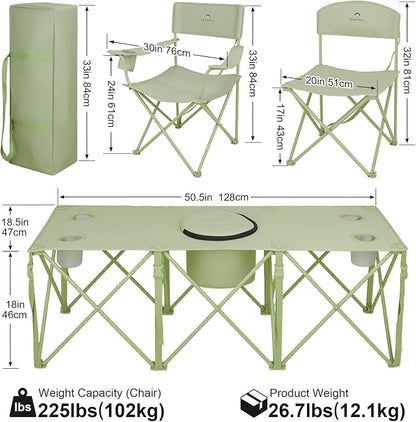Camping Chair Set of 3, Outdoor Folding Camping Chairs - Image 3