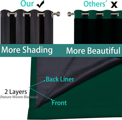 Yakamok Dark Green 100% Blackout Curtains 90 Inches Long 52" Wide 2 Panels | - Image 5